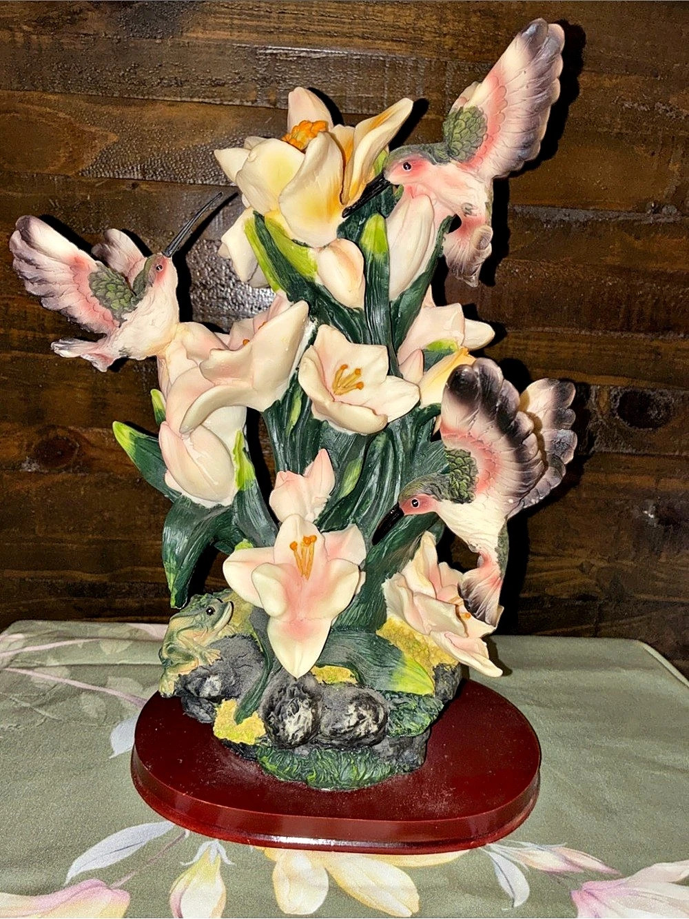 Hummingbirds with Pink Flowers Table Sculpture from Touch of Class